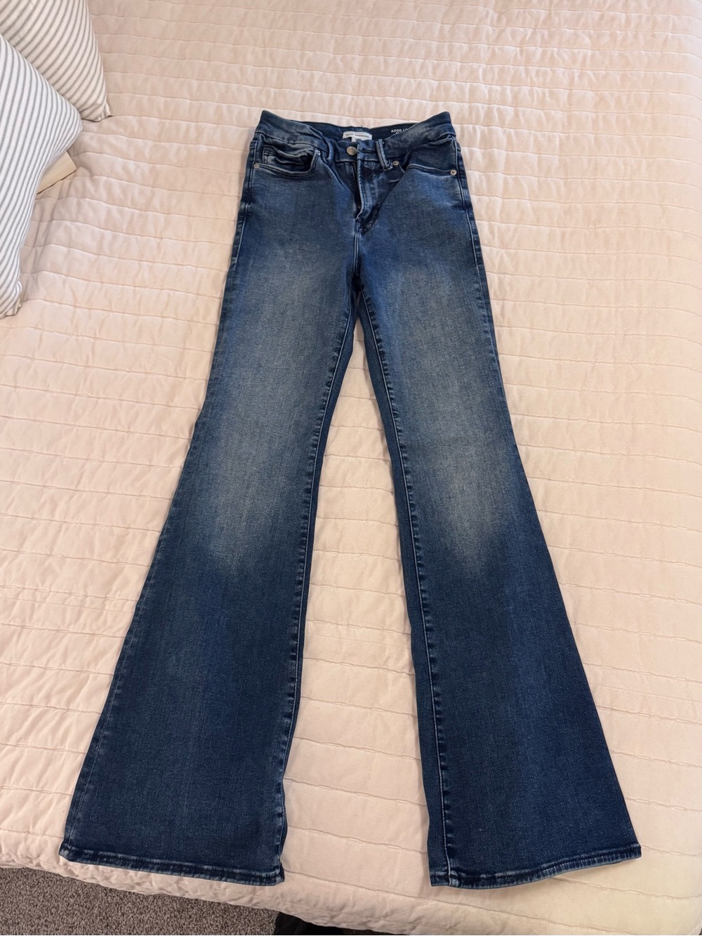 Good American Dark Blue Flare Jeans